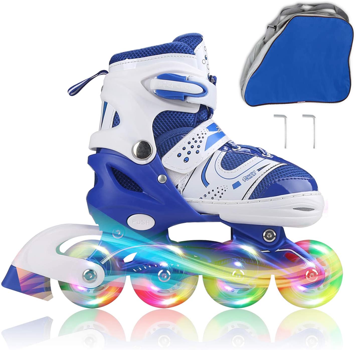 JIFAR Youth Children/’s Inline Skates for Kids Indoor/&Outdoor Ice Skating Equipment Small/&Medium Size. Adjustable Inline Skates with Light Up Wheels for Girls Boys