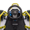 thumbnail image 4 of 24V 8.5 MPH Electric Go Kart for Kids w/ Front EVA Wheel, 400W Powerful Drift Kart w/Metal Frame, Music & Strobe Lights, Suspension, 2 Speed, 5 Point Harness, Crazy Cart for Kids 6+, Yellow, 4 of 8
