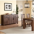 thumbnail image 2 of Three Drawers Solid Acacia Wood Sideboard with Three Door Cabinets, Brick Brown, 2 of 6