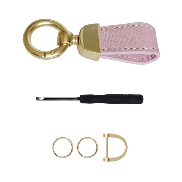 Llavero universal de cuero sintético para coche, multiusos, color rosa, para hombre y mujer