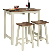 GLINTEX 3 Pieces Counter Height Bar Table with 2 Saddle Stools, Hanging Design