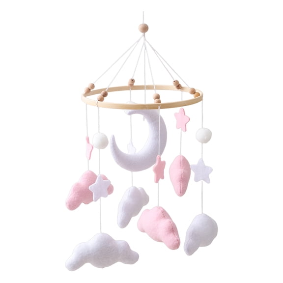 Primegos Baby Cloud Mobile for Crib Handmade Felt Nursery Decor with Stars Moon Soft Stroller Hanging Toy Gift for Boys Girls