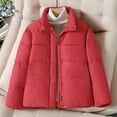 thumbnail image 2 of Jinhomg Women's Winter Quilted Jacket Thermal Cozy Long Sleeve Full-Zip Puffer Coat Casual Solid Outerwear with Pockets Red XXL, 2 of 5