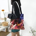 thumbnail image 6 of DouZhe Reusable Grocery Bags, Sparkles Flame Ribbon Lightweight Polyester Canvas Cloth Tote Bag for Travle Gym Shopping School, 15" x 16", 6 of 7