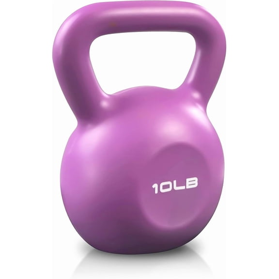 10lbs Kettlebell Set for Women, Vinyl Coated Kettle Bell for Home Gym Workout, Strength Training Kettlebells Weight Set with Comfortable Grip Wide Handle, Purple Cement Plastic