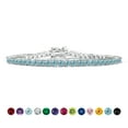 thumbnail image 1 of JeenMata Classic 5.5 TCW Corte redondo Diciembre - Topacio azul - Pulsera de tenis con piedra natal Diseño de eternidad - Chapado en oro blanco, Mujer, Adulto, 1 of 6