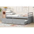 thumbnail image 6 of Twin Size Bed with Headboard, Footboard, Trundle and Three Storage Drawers, Twin Size Pine Wood Bed with Headboard, Footboard,Grey, 6 of 9