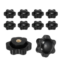 Uxcell Thread Star Knob 6 Star Knurled Tightening Screw Clamping Knob Handle for Umbrella Base Replacement Black 4mm x 25mm