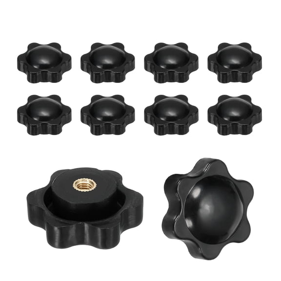 Uxcell Thread Star Knob 6 Star Knurled Tightening Screw Clamping Knob Handle for Umbrella Base Replacement Black 4mm x 25mm