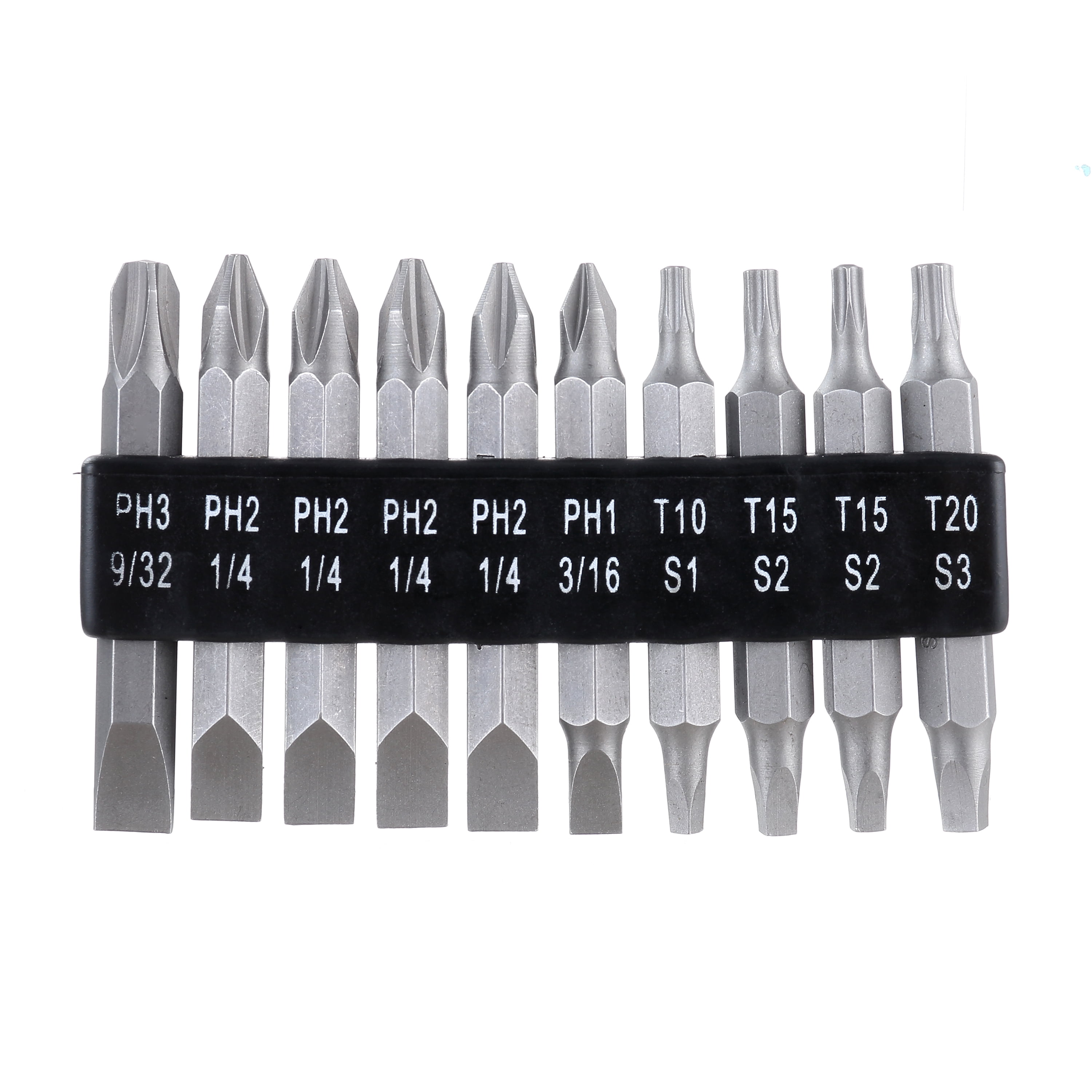 Hyper Tough 10 Piece 2 inch Double End Screwdriver Bits Set Phillips Slotted Square Star AU85044N