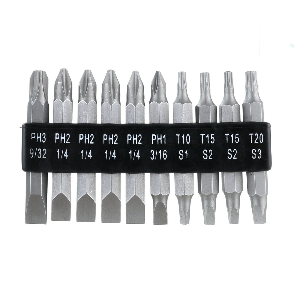 Hyper Tough 10 Piece 2 inch Double End Screwdriver Bits Set Phillips