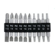 Hyper Tough 10 Piece 2 inch Double End Screwdriver Bits Phillips Slotted Square Star Steel Material