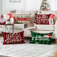 thumbnail image 4 of Christmas Pillow Covers 12x20 Set of 4 Red Green Xmas Decorative Throw Pillows Christmas Tree Deer Santa Pillow Cases Home Outdoor Sofa Couch Cushion Covers for Christmas Decorations (lumbar), 4 of 6