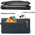 thumbnail image 4 of 1 Uds. Cartera de cuero suave para mujer, bolso de mano con múltiples ranuras para tarjetas, bolso de mano con cremallera de gran capacidad y correa para la muñeca (azul), 4 of 5