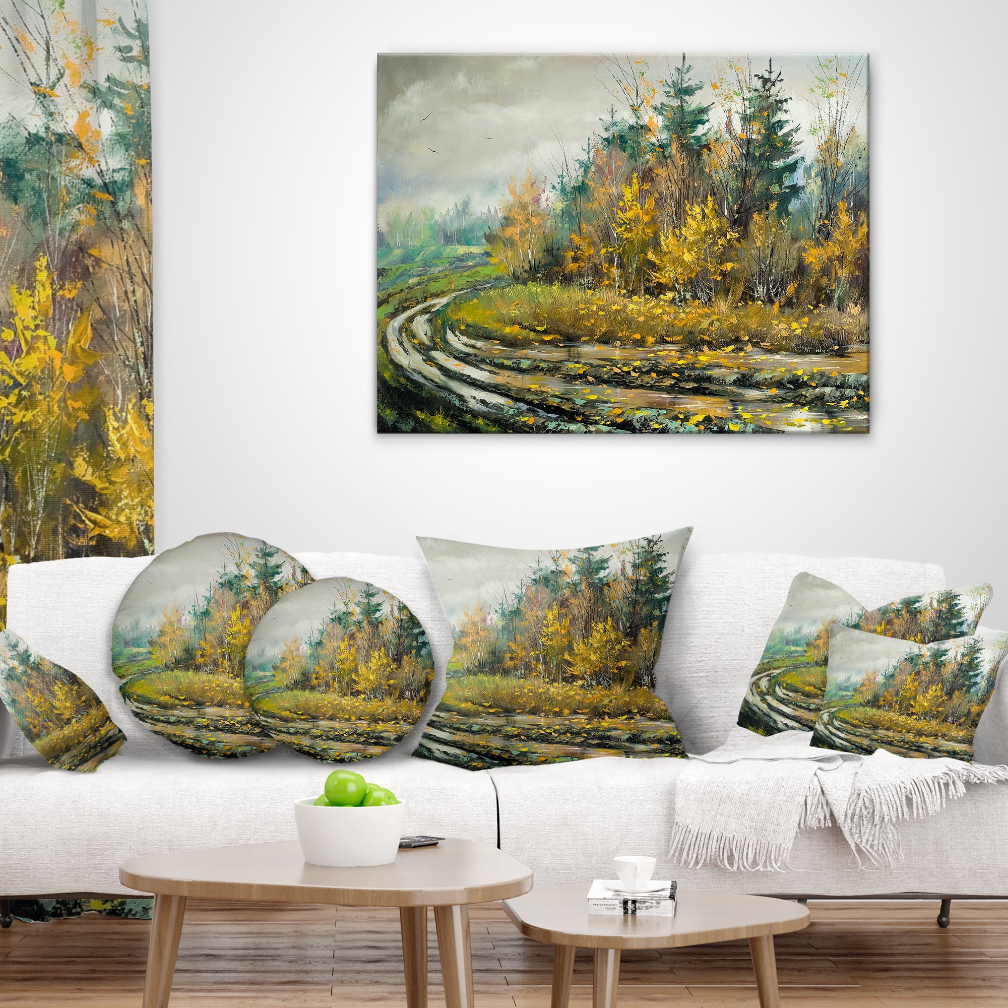 Designart River on a Decline - Landscape Printed Throw Pillow - 18x18