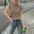 thumbnail image 5 of Pxiakgy Womens Short Sleeve Sweater Mock Neck Summer Casual Basic Knit Slim Fitted Pullover Tops Shirt Ice Silk Sweater Small Turtle Collar Spring And Summer Casual Basic Knitted Slim Fit Pullover, 5 of 5