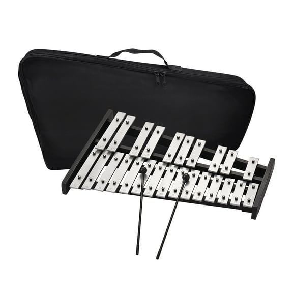 Glockenspiel Xylophone: Aluminum Bars, 2 Mallets, Wooden Base, Percussion Gift