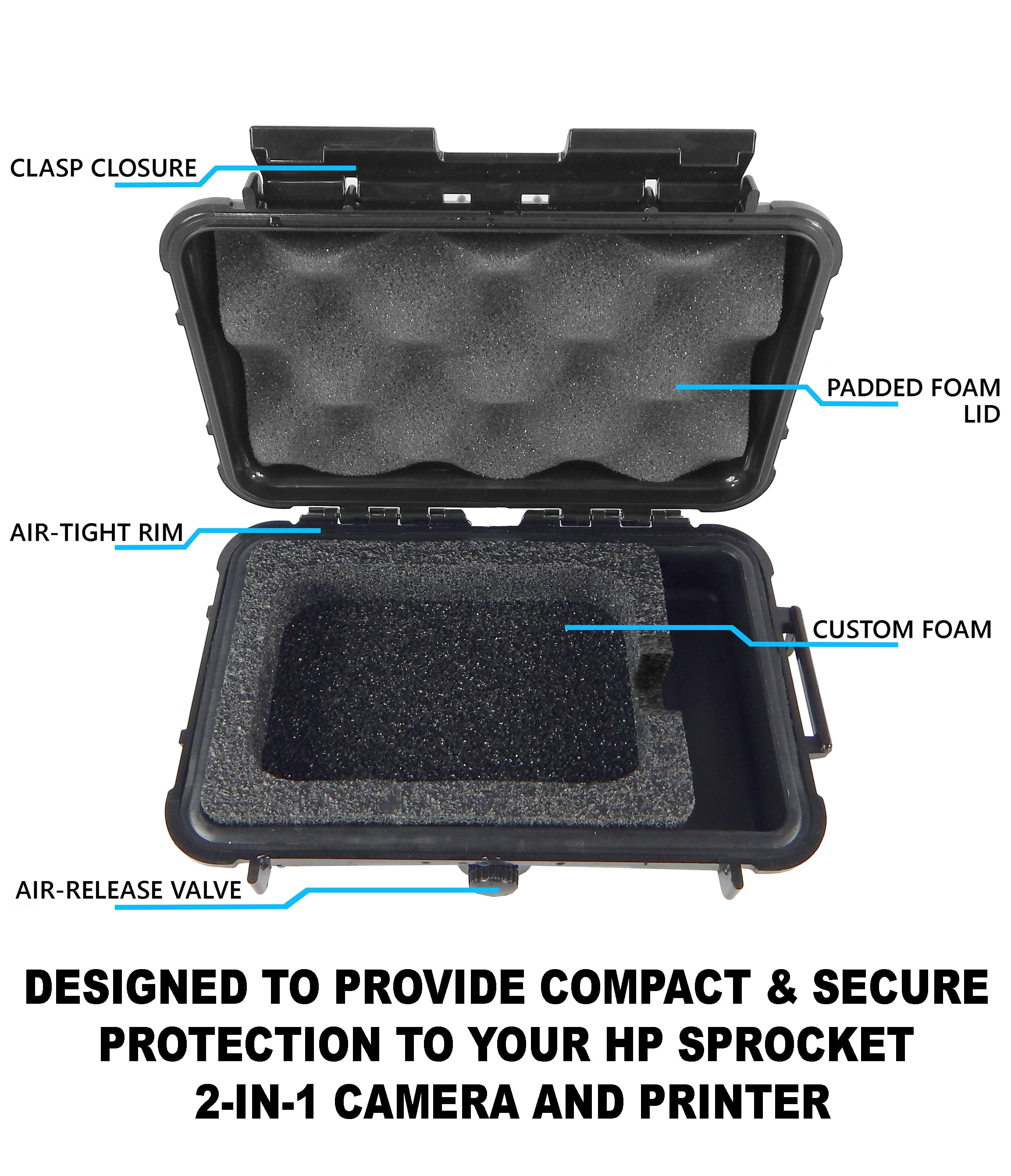 Rugged Airtight Storage Case Fits Sprocket Plus Printer and USB Cable CASEMATIX Waterproof Case for HP Sprocket Plus Printer Rugged Airtight Storage Case Fits Sprocket Plus Printer and USB Cable CASEMATIX Waterproof Case for HP Sprocket Plus Printer