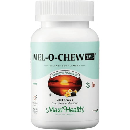 Maxi Health Mel-O Chew Melatonin 1mg Chewable Tablets for Adults & Teens – Berry Flavor – 200 Count