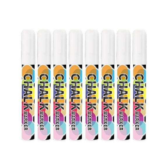 8Pcs Erasable Chalk Marker Wipeable Chalk Pen with 6mm Reversible Tip For Blackboard Chalkboard Window Drawing