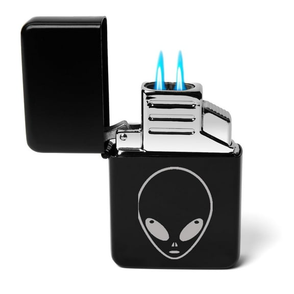 Dual Flame Torch Lighter Alien Head (Black)