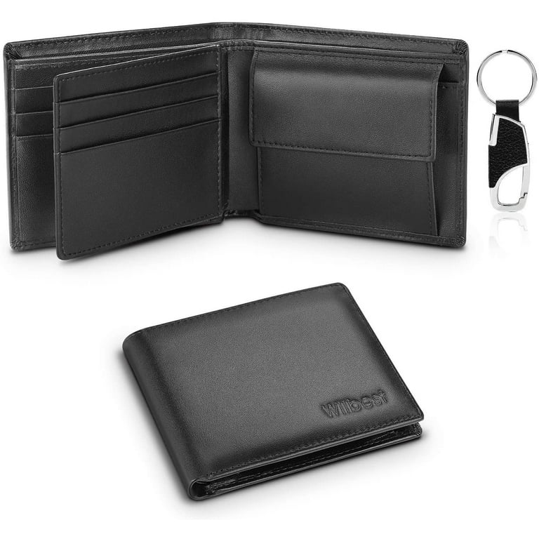 Buy Swallowmall Mens Wallet RFID-Blocking Genuine Leather Slim Bifold  Wallets for Men Leather Wallets Minimalist Front Pocket ID Window 8 Cards  Holders Gift Box, BLACK, Stander at