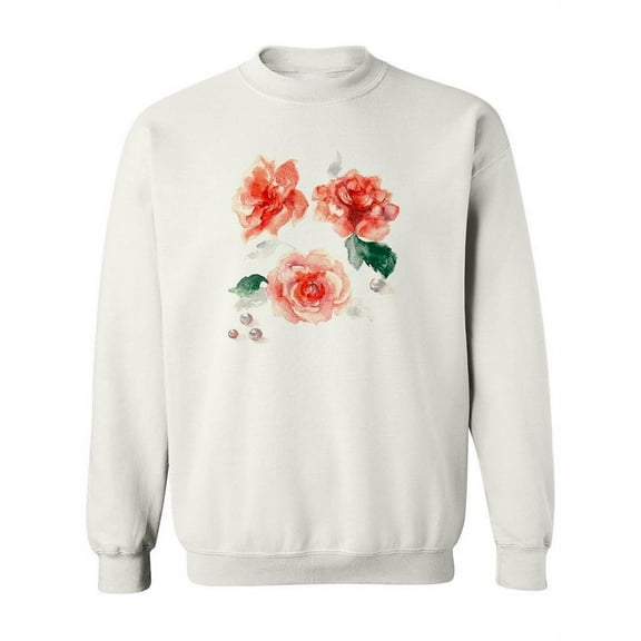 Cute Roses Design Sweatshirt Women -Image by Shutterstock, Female XX-Large