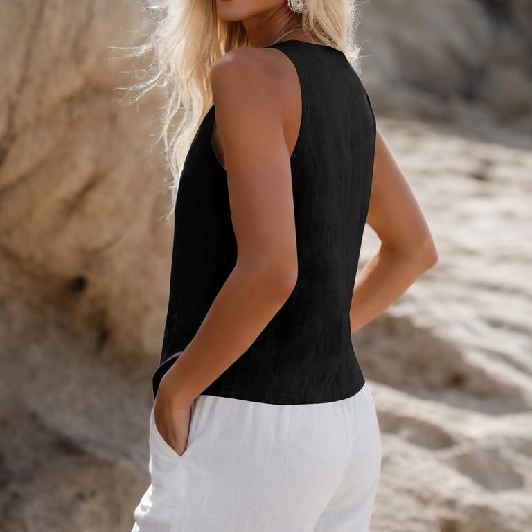 Sillenn Cotton Linen Vest Tops for Women Summer Lightweight Gauze Sillenn Cotton Linen Vest Tops for Women Summer Lightweight Gauze