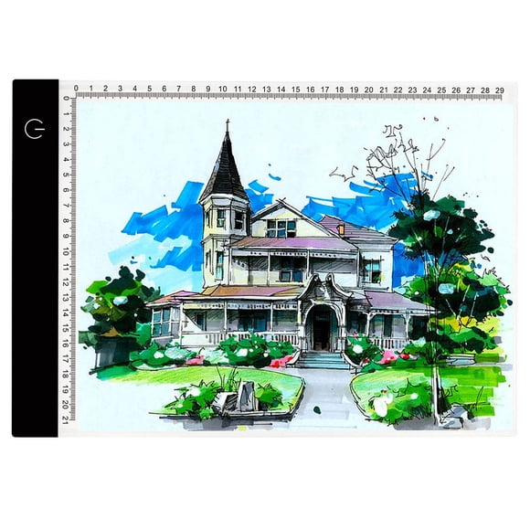 LED Tracing Light Pad with USB Power, 6-Level Dimmable Brightness, Eye Protection, Built-in Rulers for Animation, Sketching, Design – A4 Size Acrylic Drawing Board with 22 LED Lights, 13000-170000K