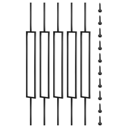 Deck Balusters, 44"x0.5" Metal Deck Spindles, 10 Pack Staircase Baluster with Screws, Iron Deck Railing for Wood and Composite Deck, Stylish Black Baluster for Outdoor Stair Deck Porch