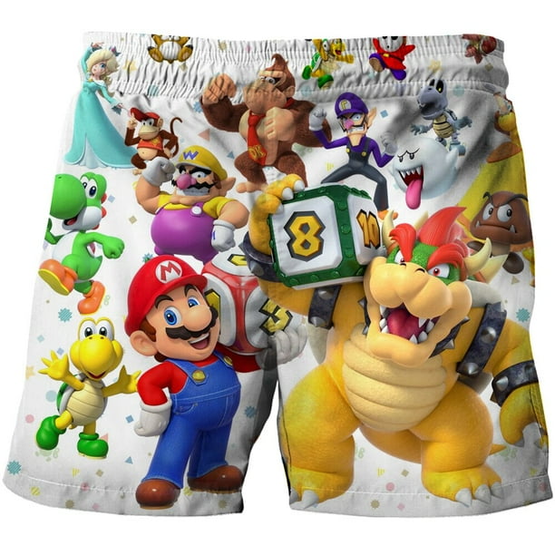 Pantalones cortos de playa de verano de Super Mario para niños y adolescentes de 3 a 14 años, pantalones de surf, pantalones de secado rápido para niños, vacaciones en la playa heqiyong CONDUJO
