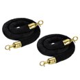 thumbnail image 1 of Unique Bargains 3.3 Feet Black Velvet Stanchion Rope Crowd Control Barrier Rope with Snap Hooks, Golden 2 Pack, 1 of 6