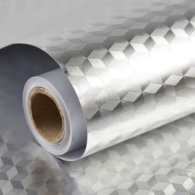 Nvzi Pegatinas de papel tapiz para salpicadero de cocina, papel de contacto de aluminio despegable y adherible, autoadhesivo, resistente al calor, para pared