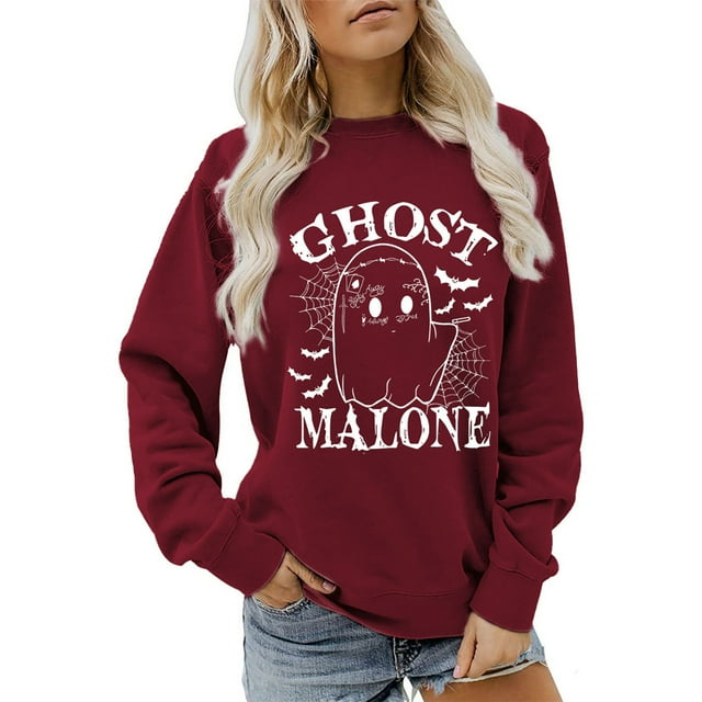WEAIXIMIUNG Sweatshirts Courts pour Femmes Manches Courtes Automne Hiver Décontracté Confortable Lettre Col Rond Mode Manches Longues