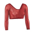 thumbnail image 4 of T Shirts for Women Both Side Wear Solid Color Sheer Plus Size Seamless Arm Shaper Crop Inner Lap Shirt, 4 of 4