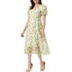 thumbnail image 4 of Vestido Floral de Manga Corta para Mujeres Inspire Chic, Cintura Ajustada, Vestidos Largos Talla S Color Albaricoque, 4 of 6