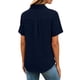 thumbnail image 4 of Craaazy Women Casual Collared Blouse, Solid Color Short Sleeve Button Down Shirt, Loose Fit Comfy V Neck Top for Daily Wear Gifts, 4 of 5