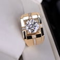 thumbnail image 6 of Valentines Day Gifts for Him Rings for Men High Carbon Diamond High Men's Diamond Ring Imitation Moissanite Gold Plated Wedding Ring Clearance Birthday Gifts for Men, 6 of 9