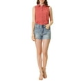 thumbnail image 3 of MODA NOVA Junior's Single Breasted Point Collar Sleeveless Shirt, 3 of 7