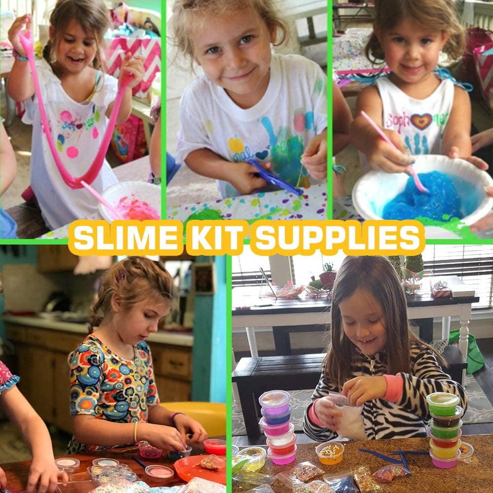 Slime Making Kit, 126-Piece DIY Set With 28 Crystal Slimes, 48 Glitter Bottles, 2 Glow-In-The-Dark Powders, Craft Supplies for Kids Ages 5+