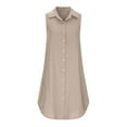 thumbnail image 6 of amkenre Party Dresses for Women 2024 Summer Color Cotton Linen Sleeveless Single-breasted Loose V-neck Long Dress, 6 of 7