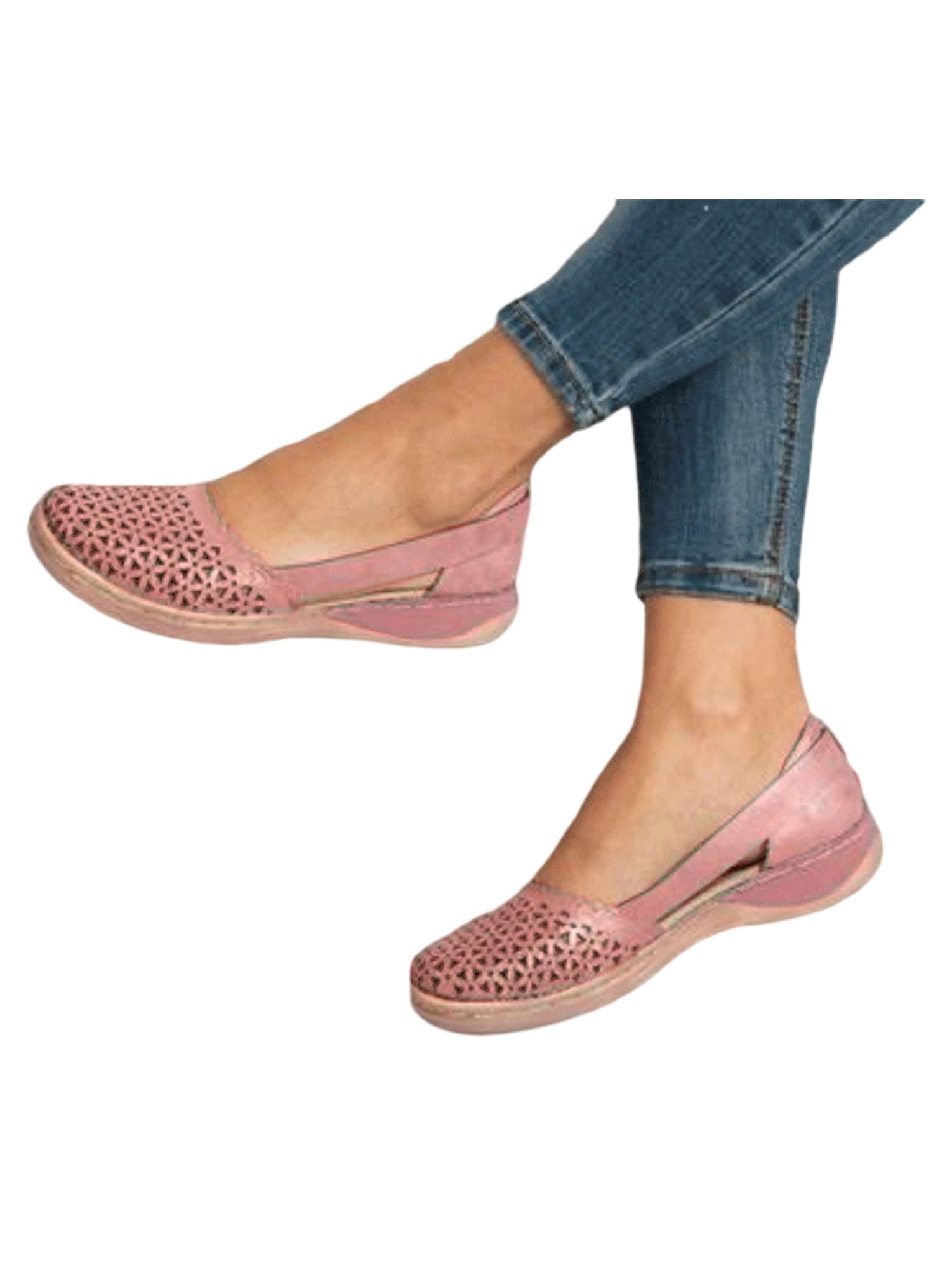 Womens Round Toe Nurse Loafers Comfort Slip On Wedge Heel Wedge Shoes 38/39/40 B