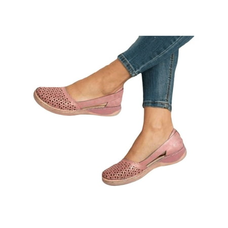 

Rotosw Women Close Toe Walking Wedge Heel Sandals Ladies Summer Holiday Slip On Shoes