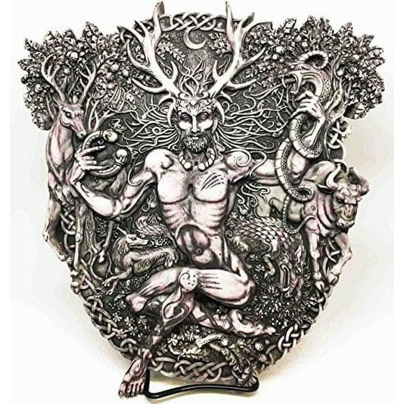 Celtic Forest Lord Horned God Cernunnos Wall Plaque Sculpture In Resin Awesome Details