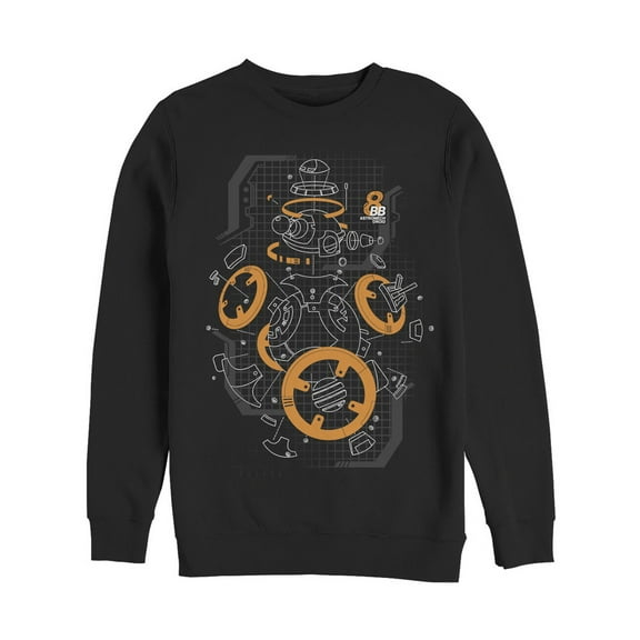 Men's Star Wars The Last Jedi BB-8 Deconstructed View Sweatshirt Black 2X Large