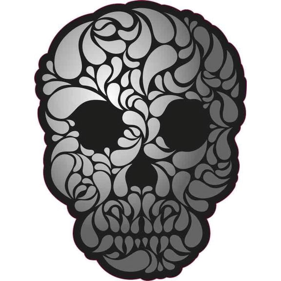 3.5in X 5in Swirl Pattern Skull Bumper Sticker Vinyl Truck Window Decal