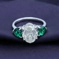thumbnail image 3 of 3-Stone Engagement Ring for Women, Oval Cut Moissanite & Heart Cut Green Emerald Lab Grown Gemstone Birthstone Promise Ring for Her in 10K Solid White Gold Size 9, 3 of 8