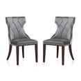 thumbnail image 1 of Manhattan Comfort Reine Grey and Walnut Velvet Dining Chair (Set of Two), 1 of 2