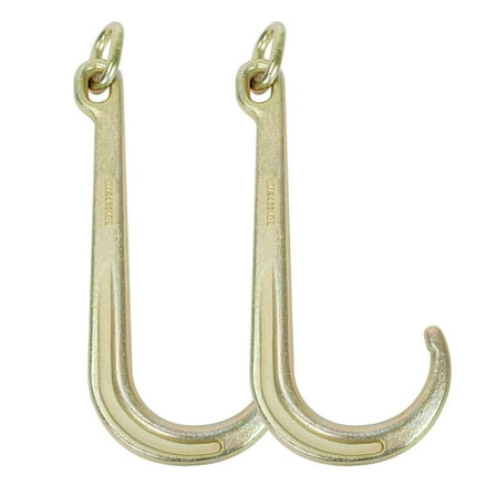 15" J Hook w/ Chain Link G70 Steel Tow Axle Strap Wrecker Roll Back Clevis 2PCS