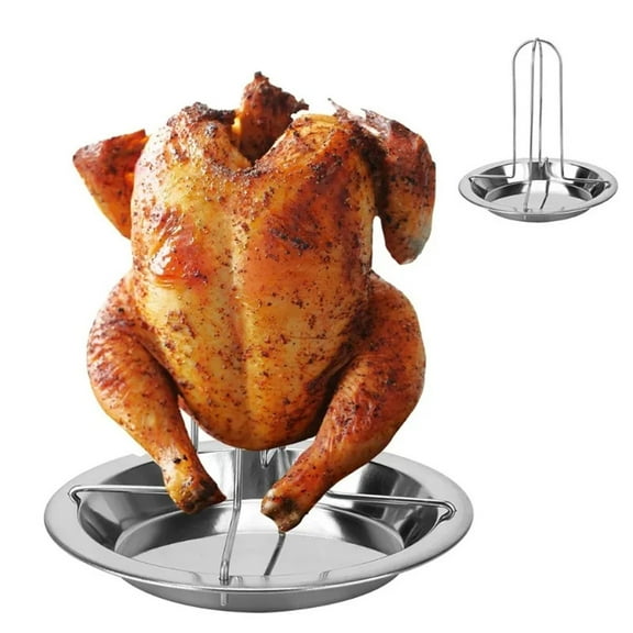 Upgraded Stainless Steel Roasting Chicken Pan & Rack - Enhance Flavor for Barbecue Grill & Oven Cooking